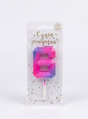 свеча тортовая цифра Пурпурные грани 6 на шпажке 11 см — Калач-на-Дону, Новое