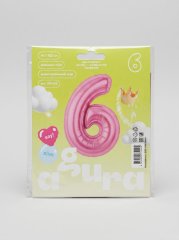 Шар фольгированный 40/102см, «Цифра 6», цвет розовый фламинго Slim — Волгоград, Новое