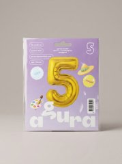 Шар (40"/102см) Цифра, 5, с гелием Золото, Slim, В упаковке, 1 шт. Agura — Калач-на-Дону, Новое