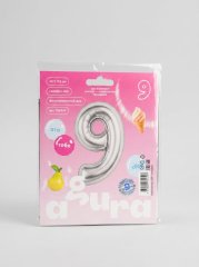 9Шар (40"/102см) Цифра, 0-9, Серебро, Slim, В упаковке, 1 шт. Agura — Волгоград, Новое