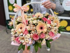Корзина с цветами в кремовых и розовых оттенках ! — Волгоград, Новое