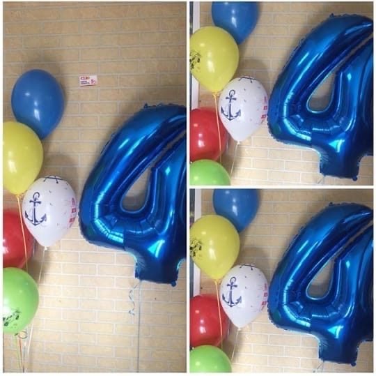 Композиция из шара-цифры и водопада на 4 года мальчику! — Волгоград, Новое