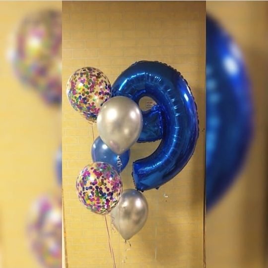 Фольгированная цифра с фонтаном из гелиевым шаров на 9 лет! — Калач-на-Дону, Новое
