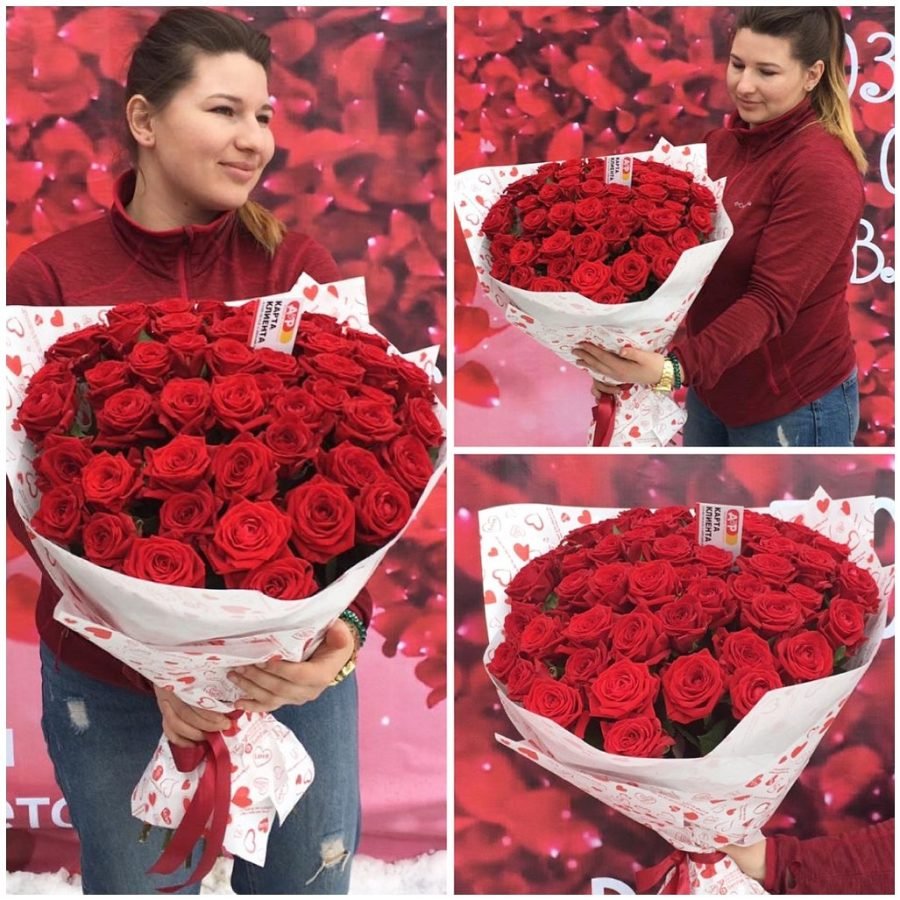 65 красных роз в крафте!60 см — Калач-на-Дону, Новое