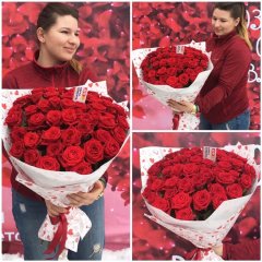 65 красных роз в крафте!60 см — Волгоград, Новое