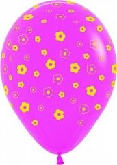 Шар (12''/30 см) Цветы, Фуше, пастель — Калач-на-Дону, Новое