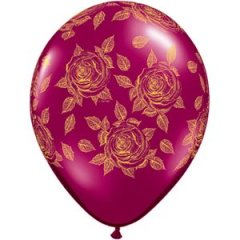 Шар (12''/30 см) Элегантные розы, Бургундия, кристалл — Калач-на-Дону, Новое
