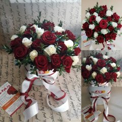 Композиция из белых и красных роз в шляпной коробке! — Калач-на-Дону, Новое